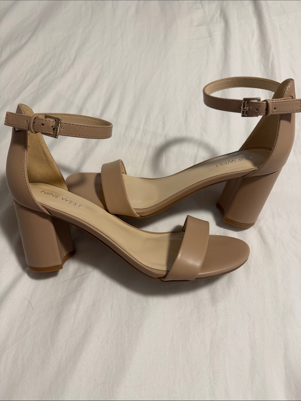 Nine West Sandy Block Heels Light Natural
